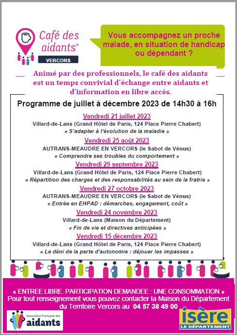 Café des aidants du Vercors - 2ème semestre 2023 (événement)