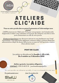 Ateliers Clic&#39;Aide à Pont de Claix du 3 octobre au 5 décembre 2022  (événement)