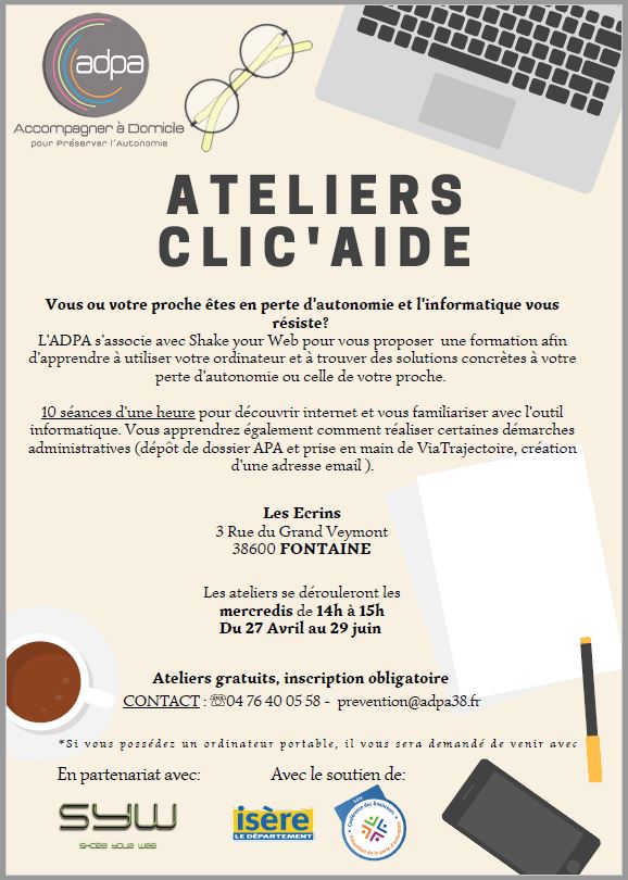 Ateliers Clic&#39;Aide à Fontaine du 27 avril au 29 juin 2022  (événement)
