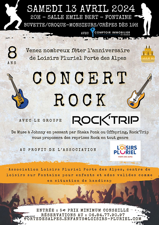 Concert de rock avec le groupe Rock&#39;Trip, à l&#39;occasion de l&#39;anniversaire de Loisirs Pluriel Porte des Alpes (événement)