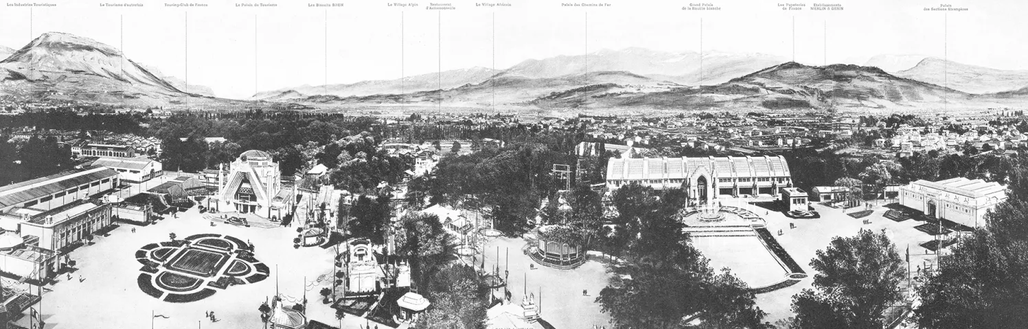 Vue générale de l’Exposition internationale de la Houille blanche et du Tourisme depuis la tour Perret.