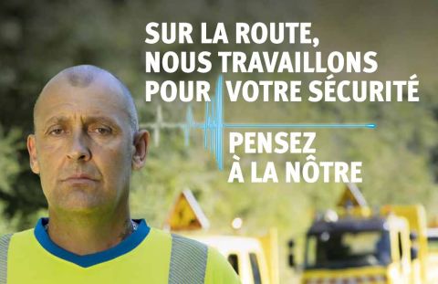 Affiche campagne sécurité des agents des routes du Département de l'Isère