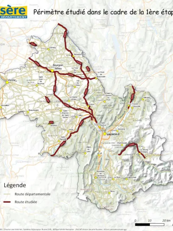 Carte de localisation des tronçons à 90km/h en Isère