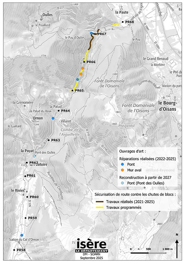 Carte de localisation des travaux réalisés et  programmés