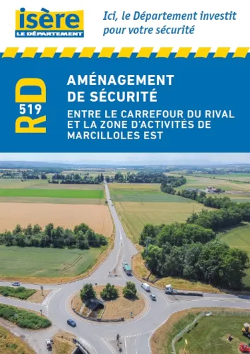 Flyer de l'aménagement de sécurité DR519 entre carrefour du Rival et la zone d'activités de Marcilloles est