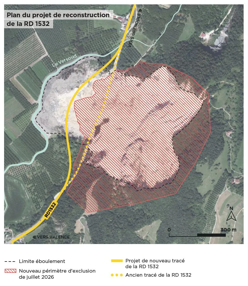 photographie indiquant le tracé de la RD 1532 envisagé