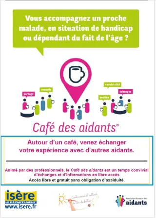Affiche Café des aidants à Beaurepaire - 1er semestre 2024